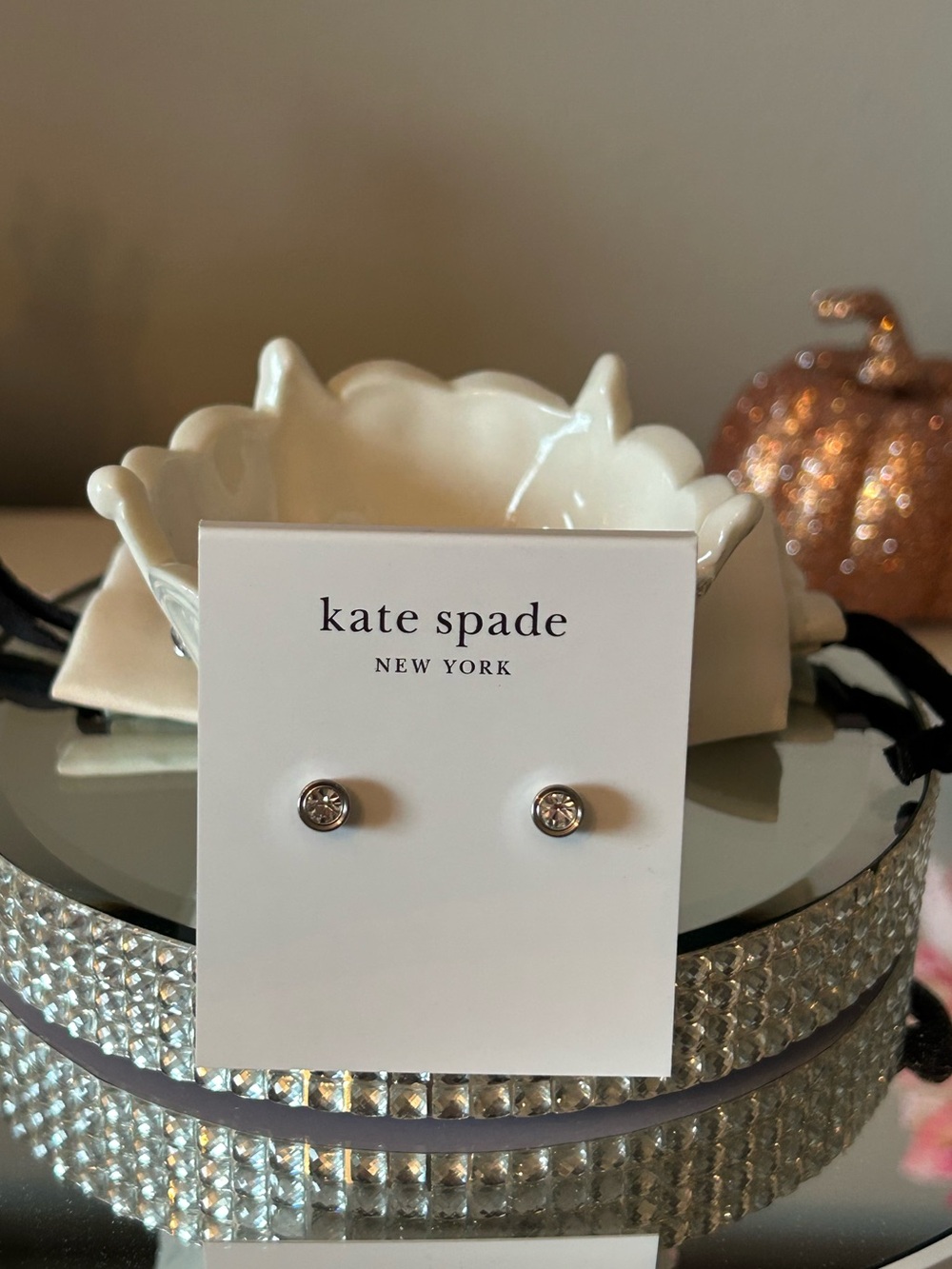 NWT! Kate Spade Set In Stone Clear Crystal Stud Earrings